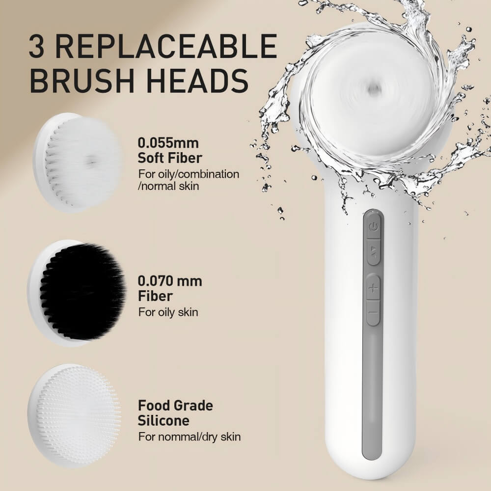 360° Rotating Facial Cleansing Brush Set - 3 Brush Heads