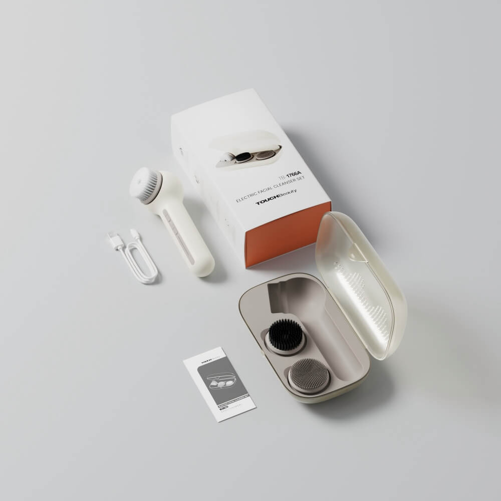 360° Rotating Facial Cleansing Brush Set - 3 Brush Heads - TOUCHBeauty